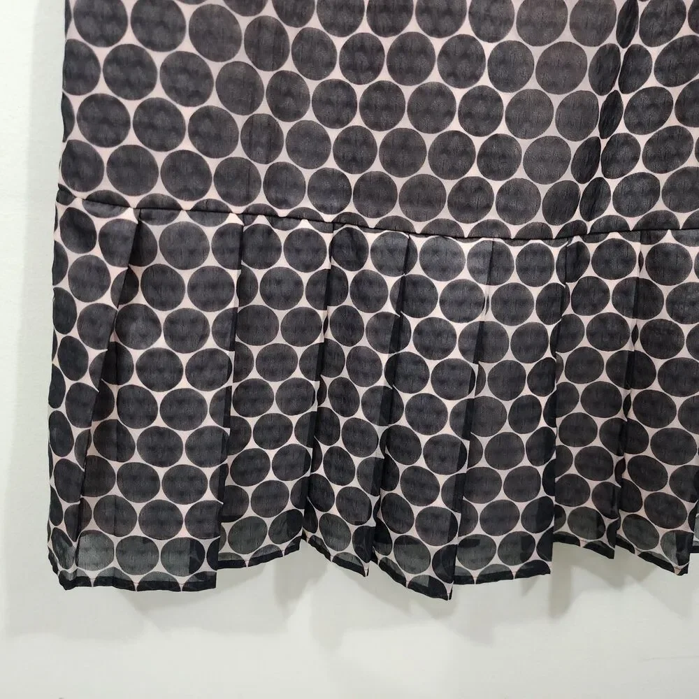 Club Monaco Retro Drop Waist Pink Dots Party Dress Pink Black Sleeveless Size 2